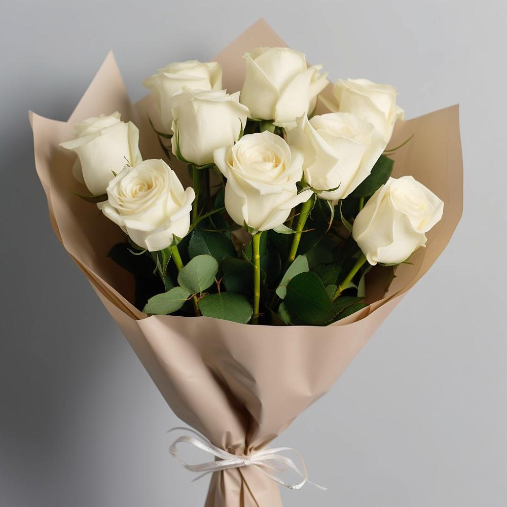Букет 9 Белых роз Эдлесс Лав в Коле