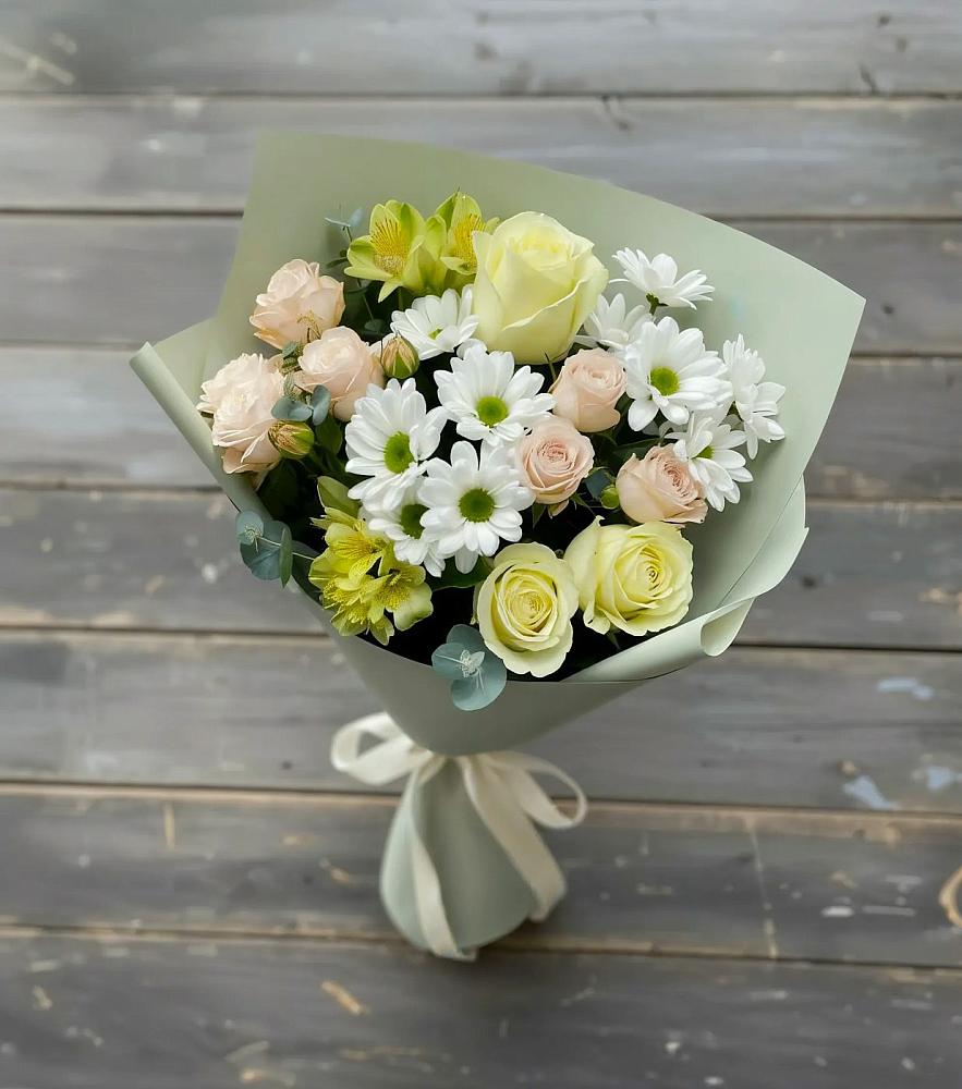 Букет цветов из: Альстромерии, Розы и Хризантемы в Коле