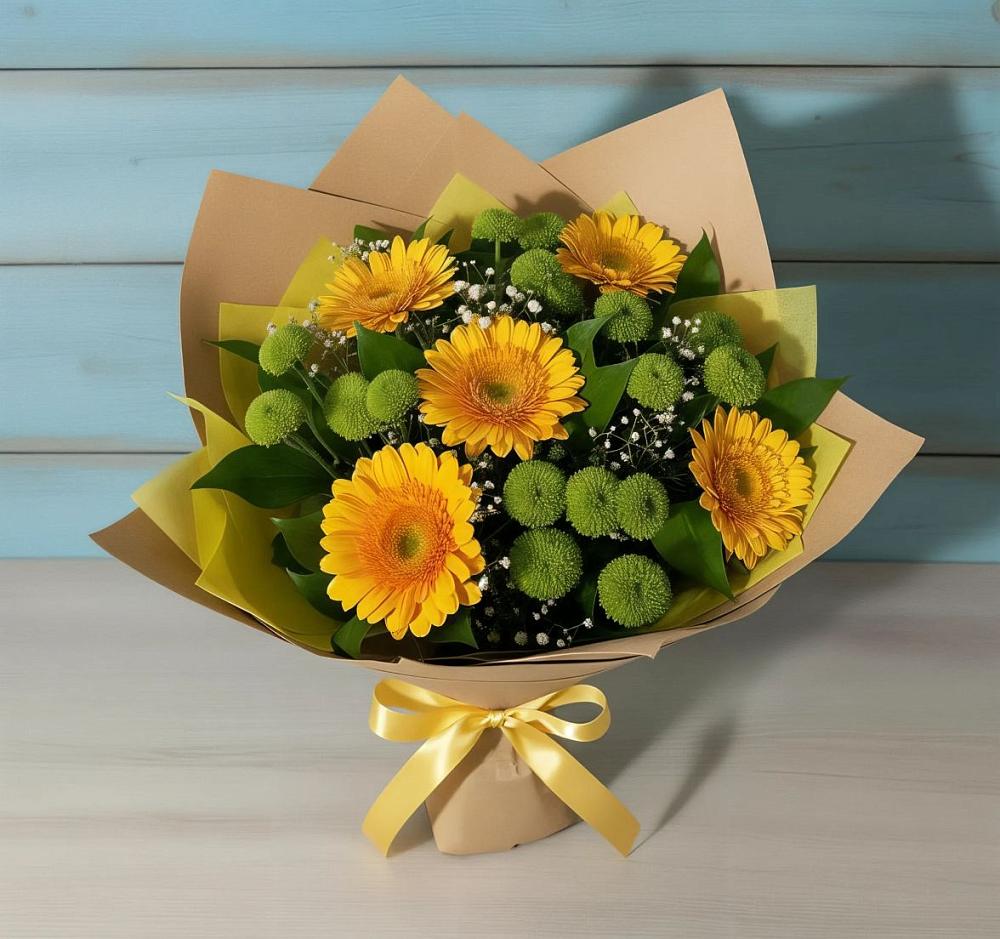 Букет цветов из: Герберы и Хризантемы в Коле