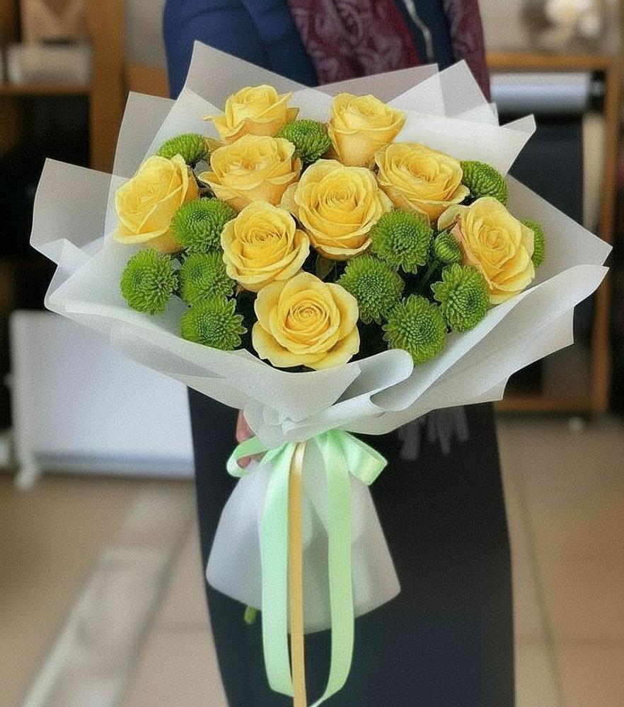 Букет цветов из: Хризантемы и Розы в Коле