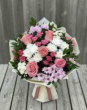 Букет цветов из:  Альстромерии, Гвоздики, Розы и Хризантемы в Коле